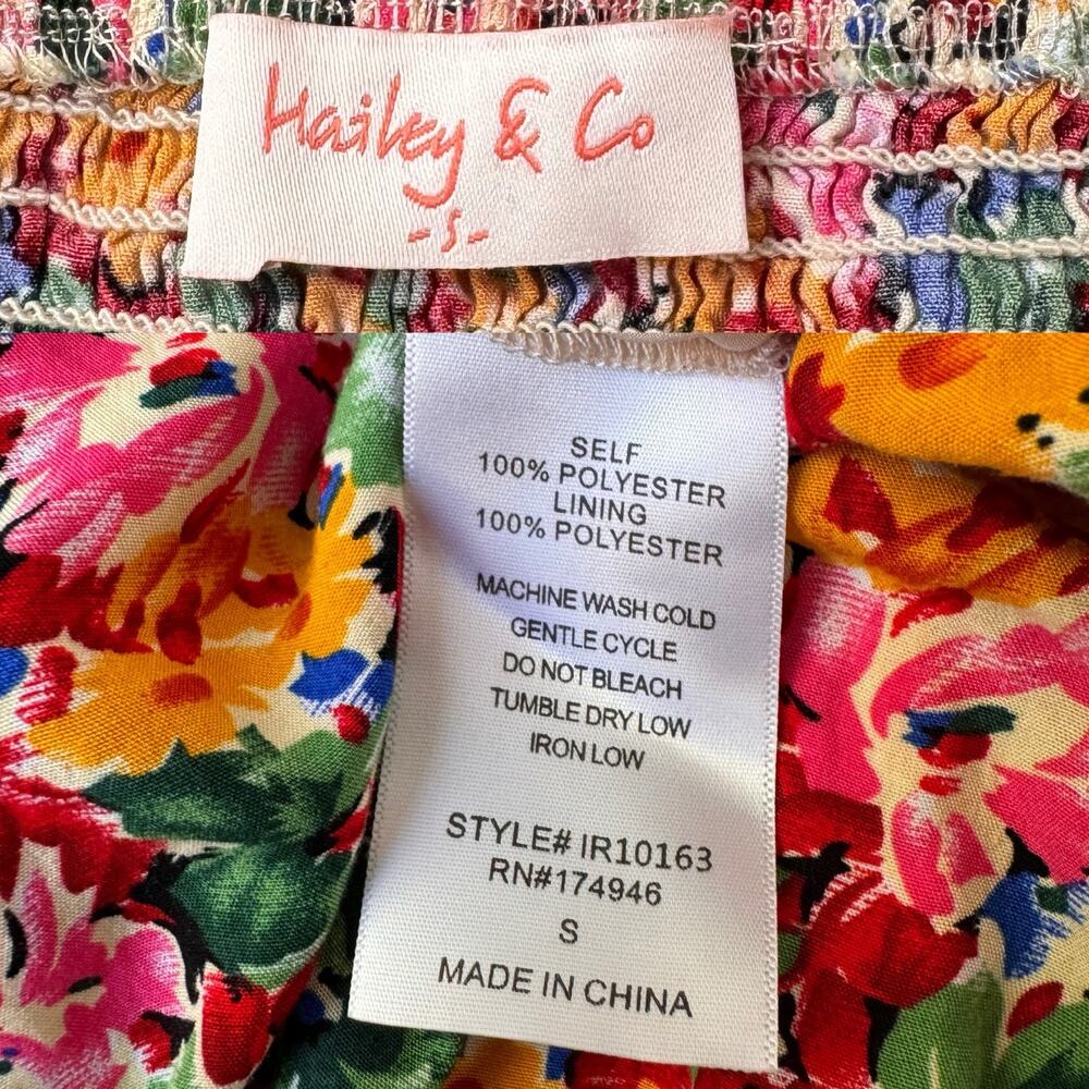 Hailey & Co Colorful Floral Long Sleeve Tiered Romper Mini Dress Women's Small - Picture 11 of 11